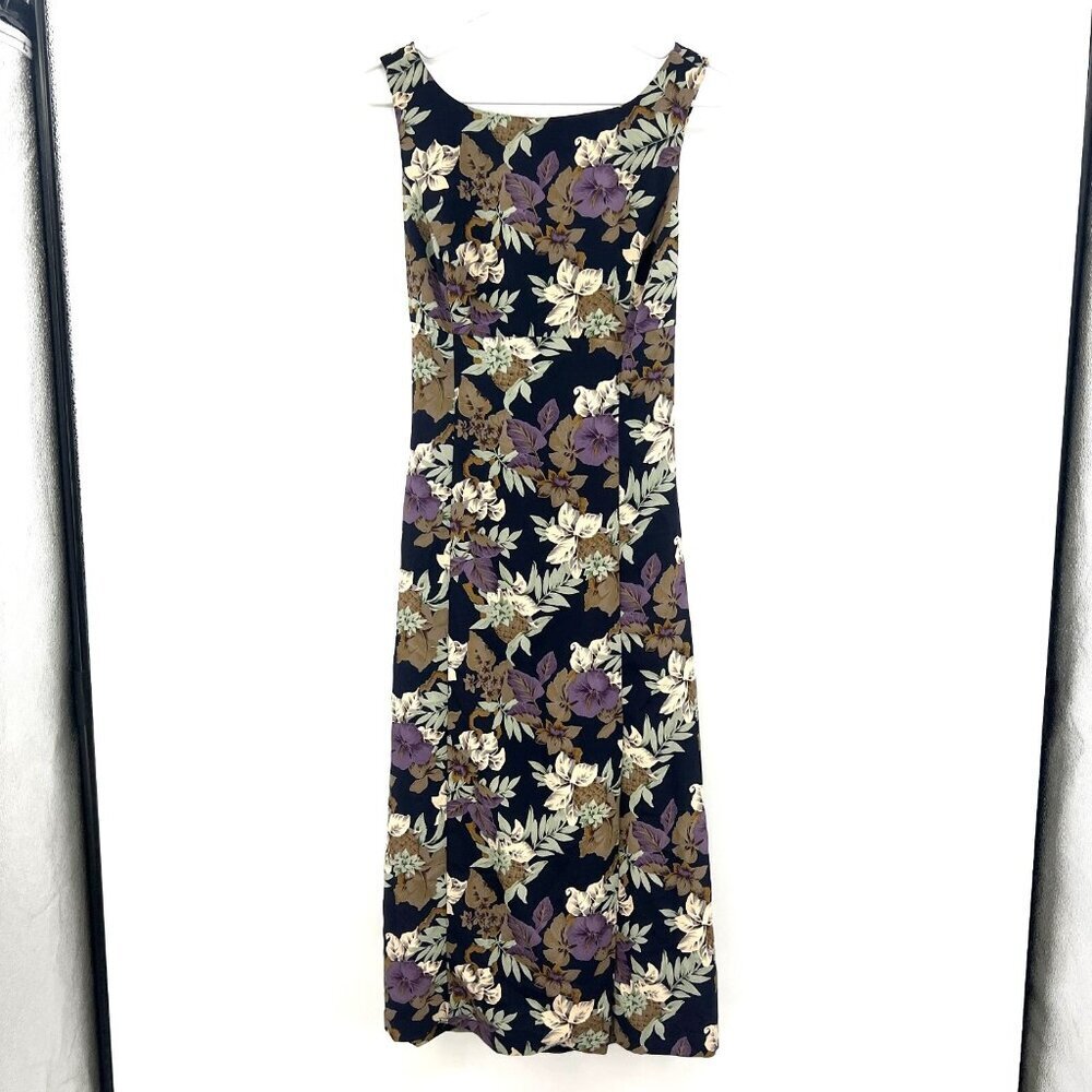 Vintage Y2K Alyn Paige Floral Open Back Tie Midi Dress Women's Small